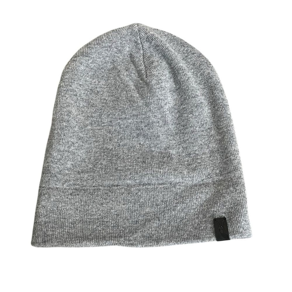 AllSaints Wool Blend Knit Beanie Hat Grey Marl Unisex Lightweight New With Tags